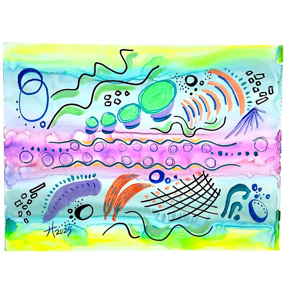 Art Original Separation of Species Watercolor Acrylic Painting 11x14in Matted